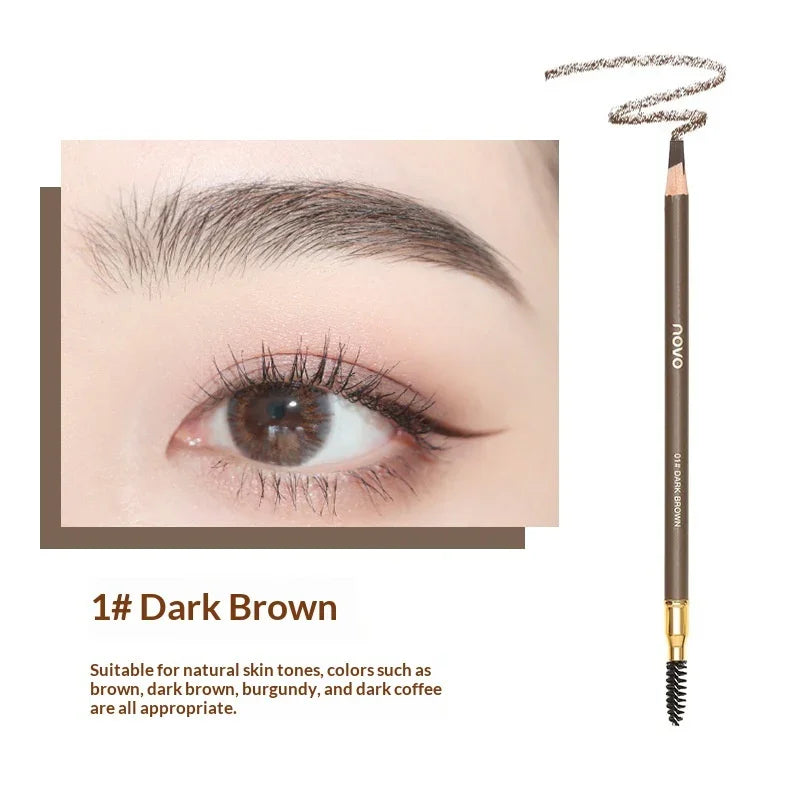 Dark brown eyebrow pencil for natural makeup, close-up eye, Omgbeautyessential product