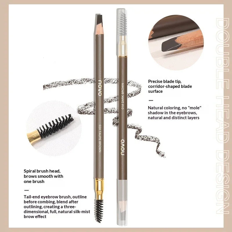 Double-ended eyebrow pencil with brush, taupe and dark brown shades, Omgbeautyessential