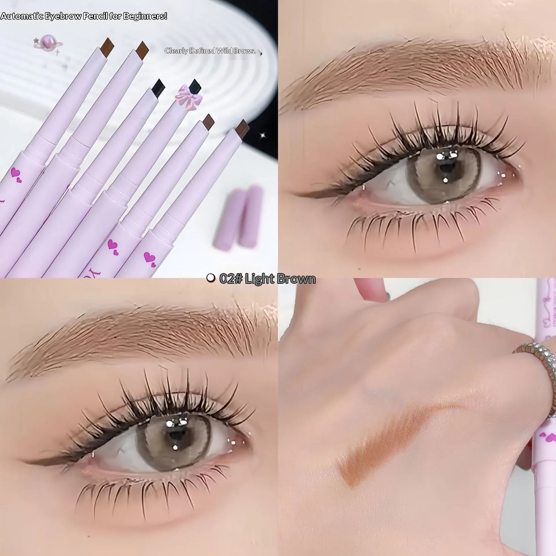 Light brown eyebrow pencils, eye makeup close-up, product swatch, Omgbeautyessential