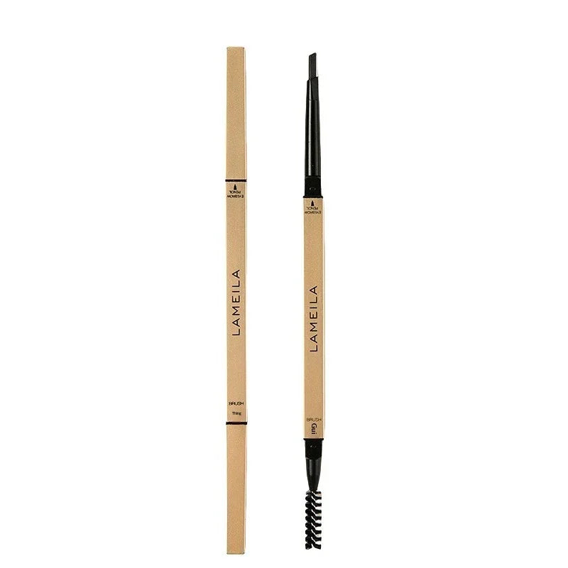 Lameila dual-ended eyebrow pencil with brush, beige tube, Omgbeautyessential makeup tool
