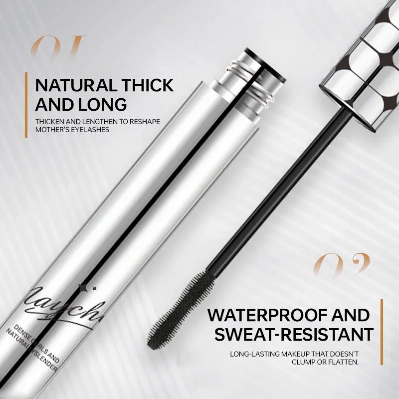 Omgbeautyessential silver mascara tube and brush, waterproof, for thick, long eyelashes