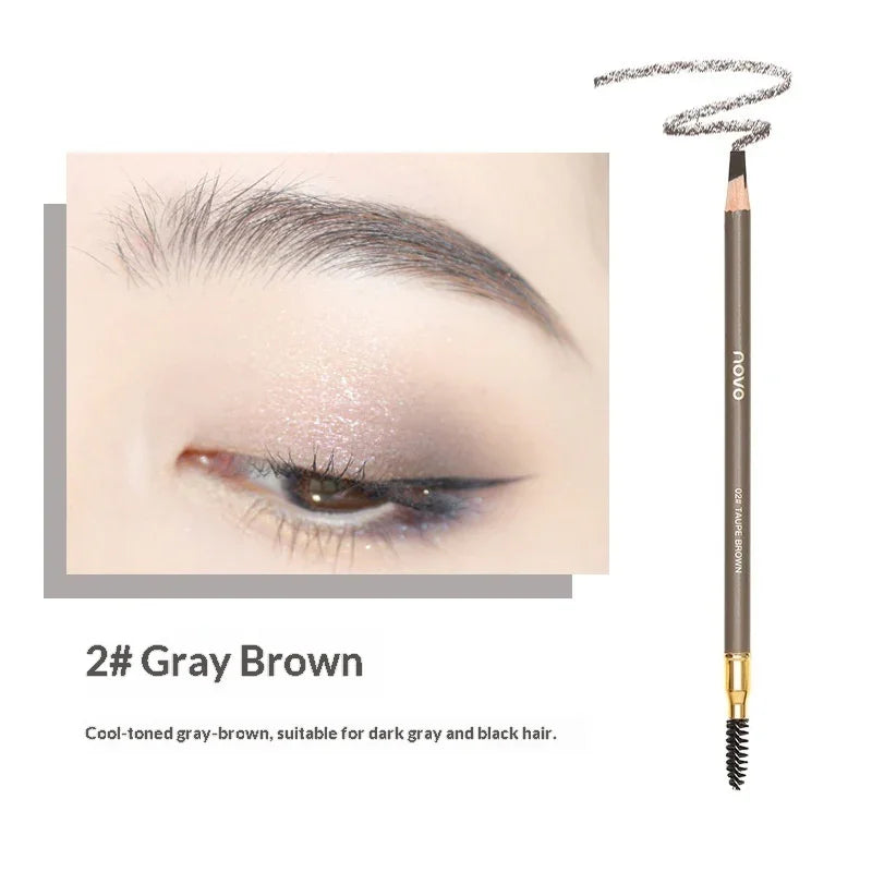Omgbeautyessential gray brown eyebrow pencil with angled tip and brow spoolie for dark hair