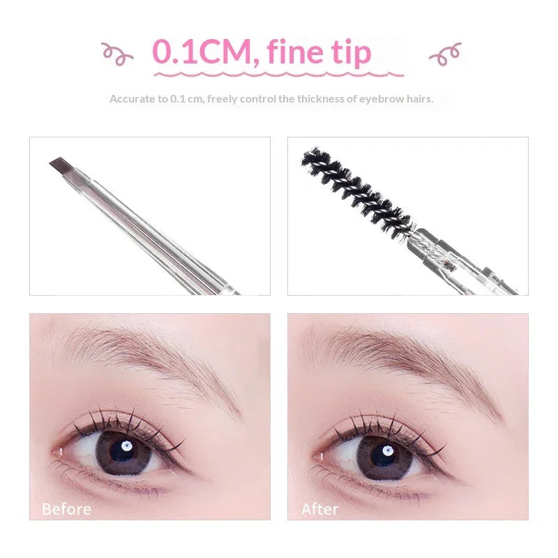 Omgbeautyessential eyebrow pencil fine tip, spoolie brush, before and after eyebrow results.